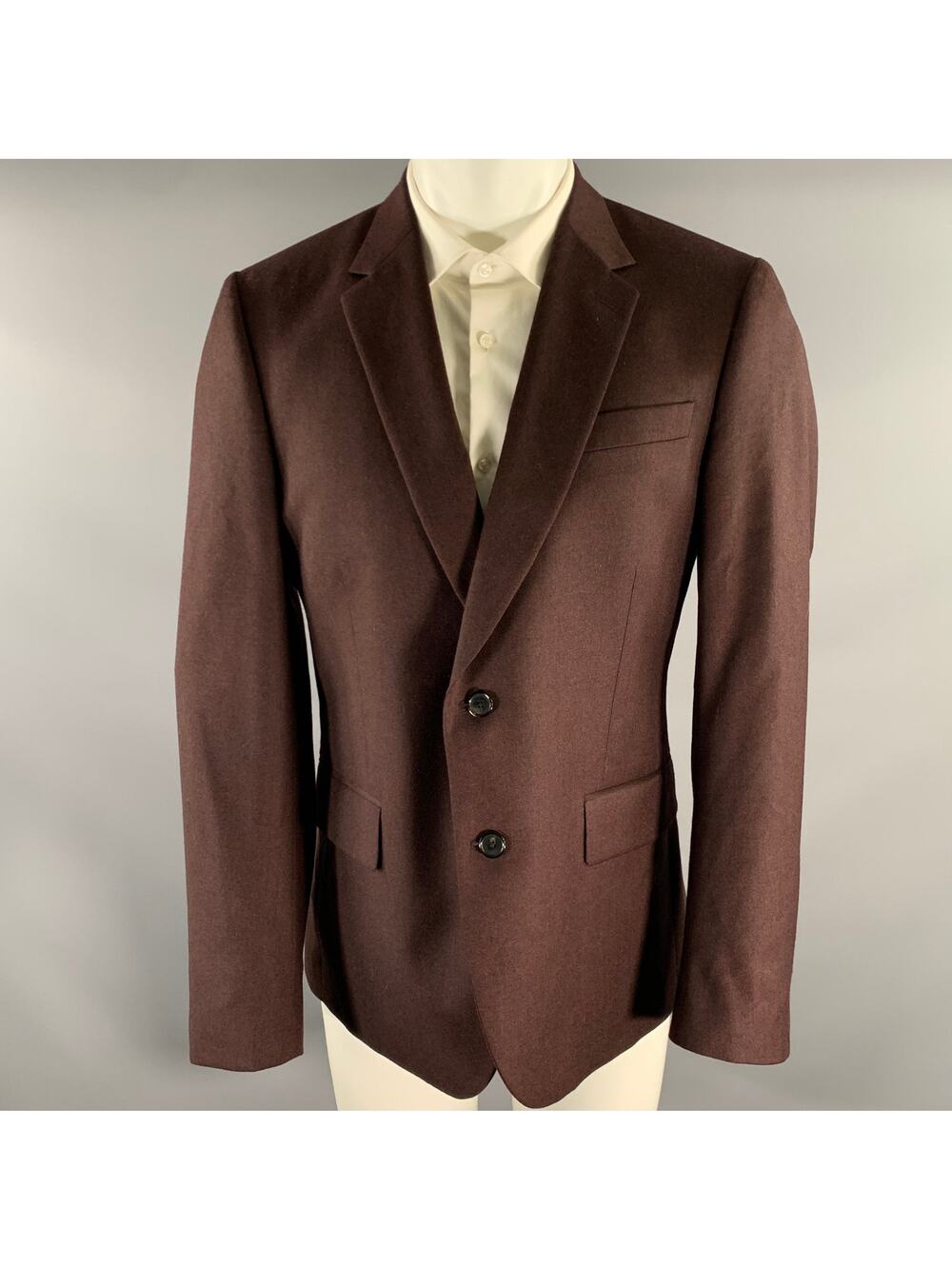 PAUL SMITH Chest Size 42 Burgundy Heather Wool Cashmere Notch Lapel Sport Coat